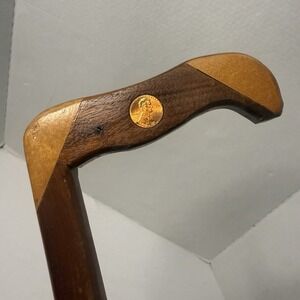 Wood Derby Handle Walking Cane Personalized Penny Inlaid Decorative Coin Custom